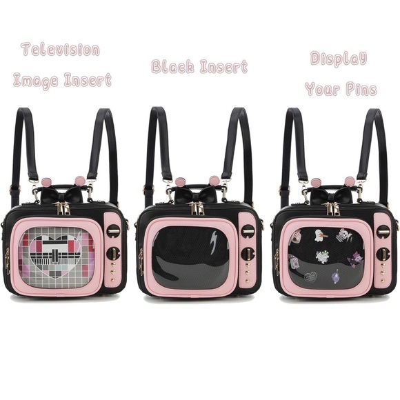 Retro TV Style Black and Pink Bag - Picture 5 of 15